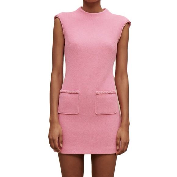NWT Maje Rapela Tweed Pink Mini Dress Size 8 Medium NEW - Picture 5 of 9